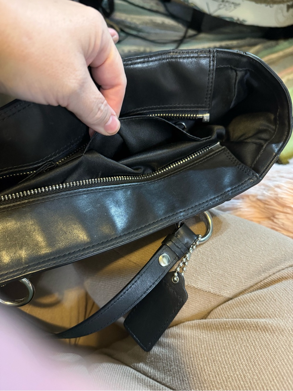Coach Black Leather Satchel with Silver-Tone Accents - Picture 11 of 16